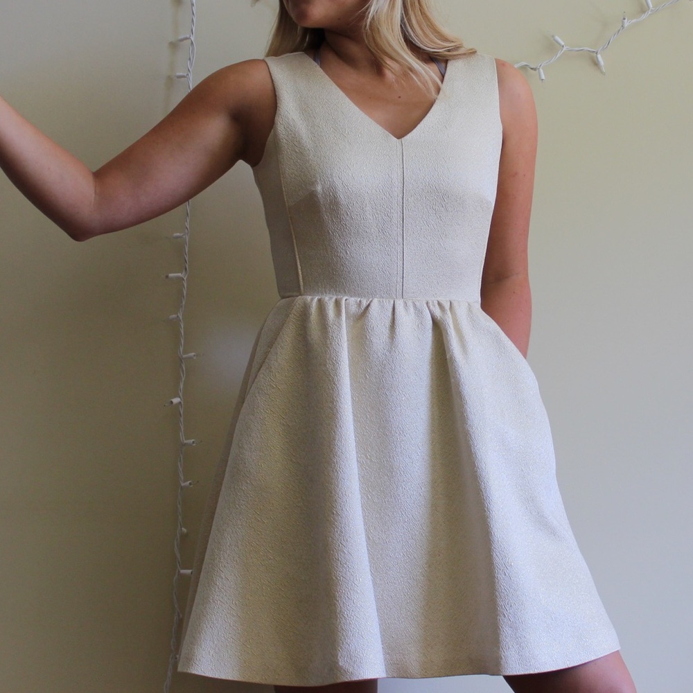 Vineyard Vines Gold Shimmer Dress with blue lining